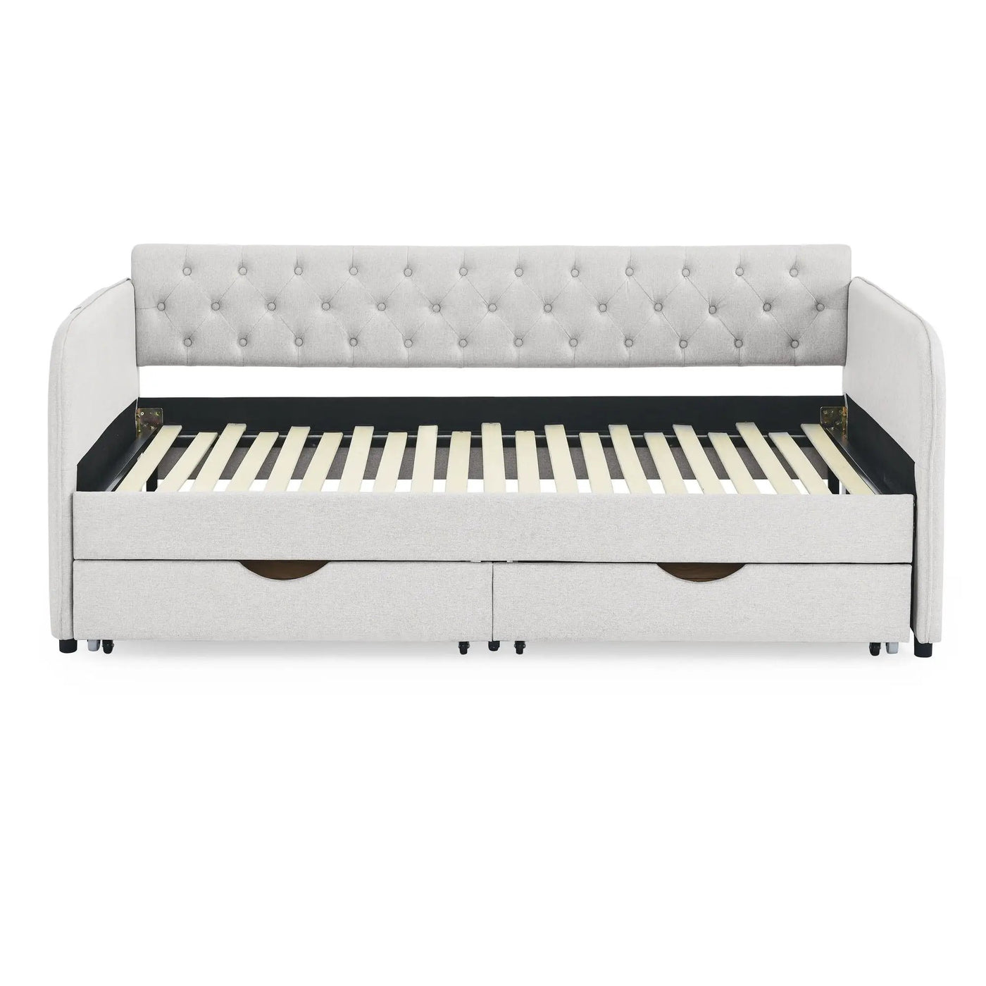 Daybed With Trundle And Storage Drawers, Flat Arms With Pocket by Unique Piece Furniture