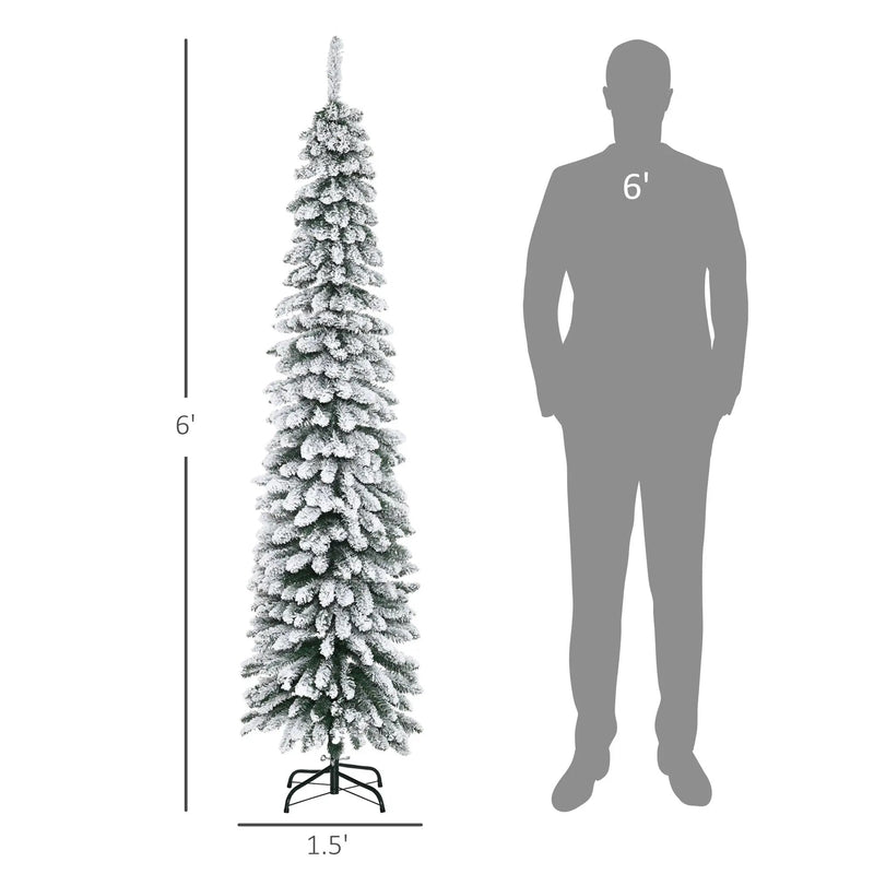 HOMCOM 6' Tall Unlit Snow Flocked Artificial Christmas Tree by HouseOfZazla