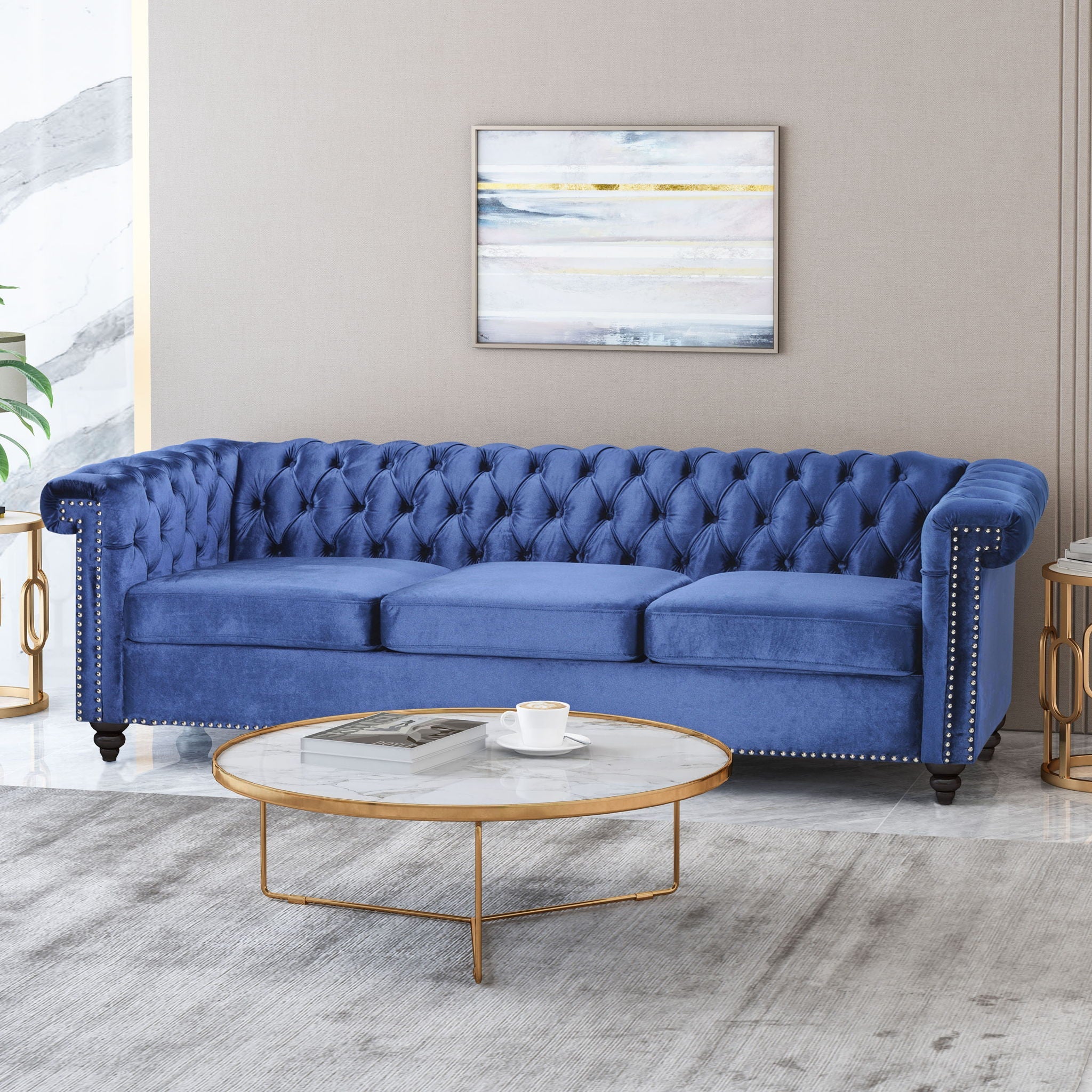 Chesterfield Style 3 Seater Sofa With Deep Button Tufting by HouseOfZazla