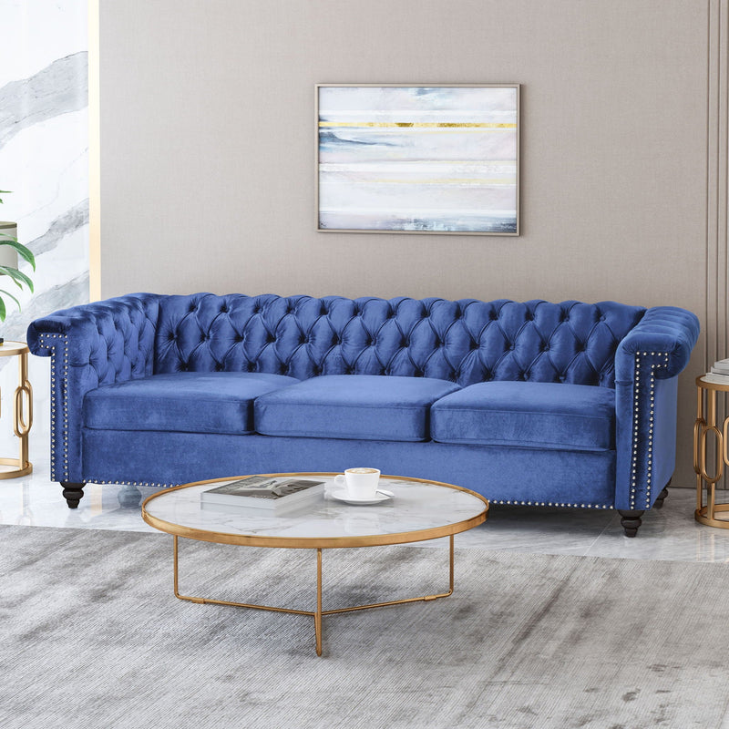 Chesterfield Style 3 Seater Sofa With Deep Button Tufting by HouseOfZazla