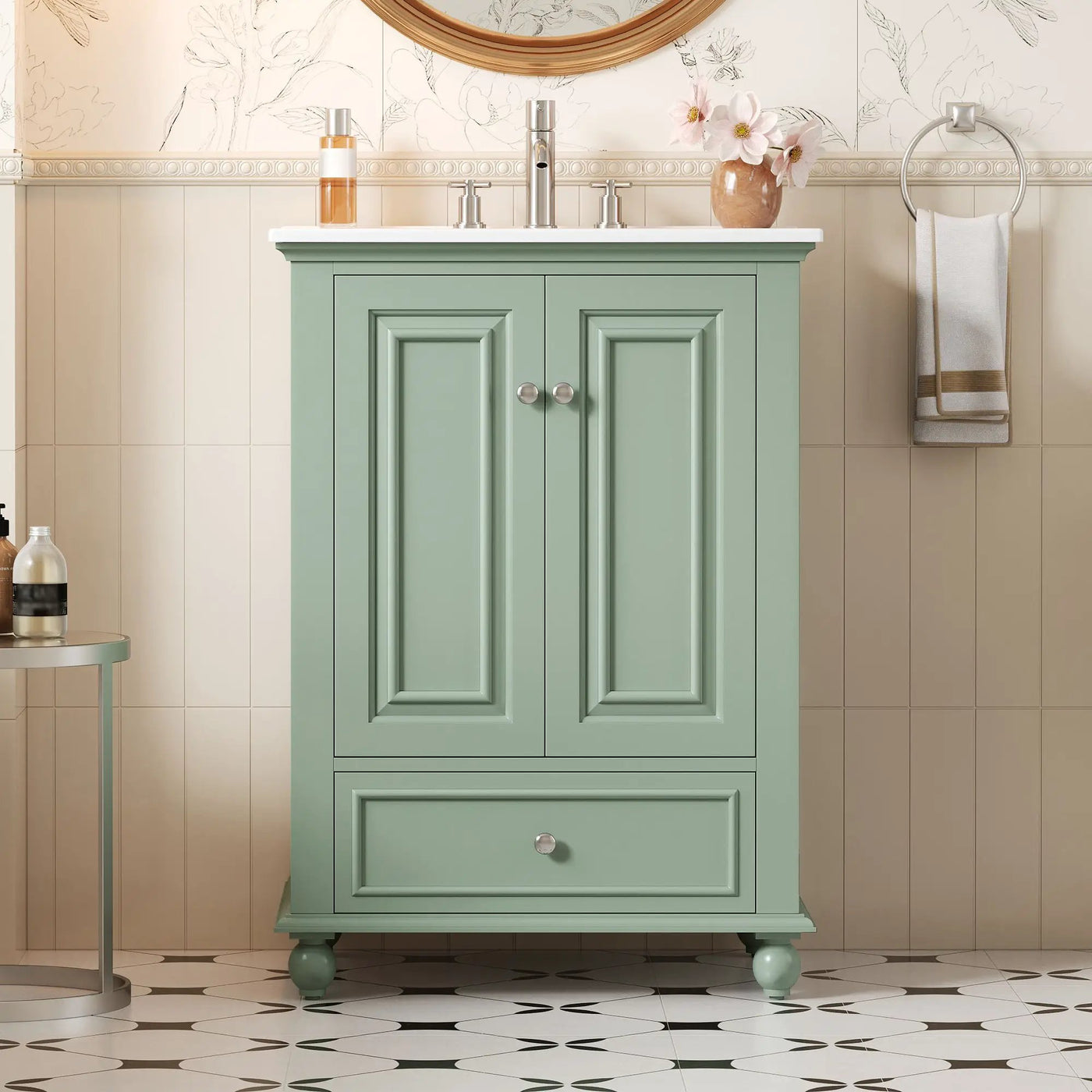 Modern Bathroom Vanity With Sink, Cabinet With Drawer And Dividers, Rectangular Storage Unit by HouseOfZazla