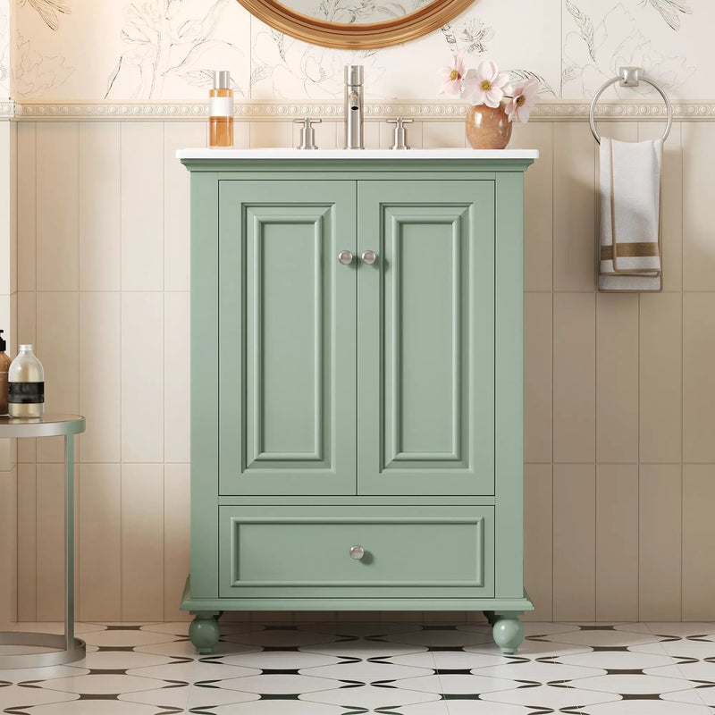 Modern Bathroom Vanity With Sink, Cabinet With Drawer And Dividers, Rectangular Storage Unit by Unique Piece Furniture