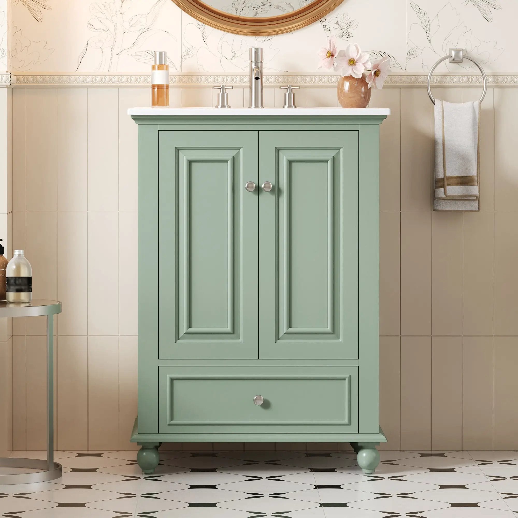 Modern Bathroom Vanity With Sink, Cabinet With Drawer And Dividers, Rectangular Storage Unit by Unique Piece Furniture