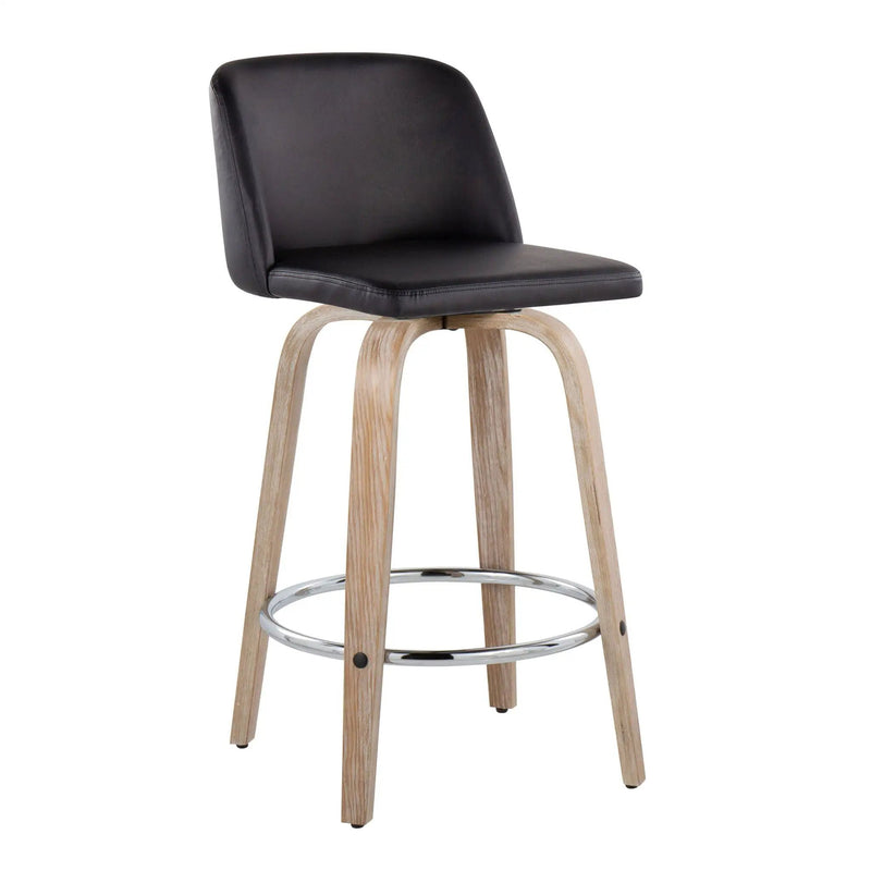 Toriano - Modern Design Fixed Height Counter Stool With Swivel With Round Footrest (Set of 2) by HouseOfZazla