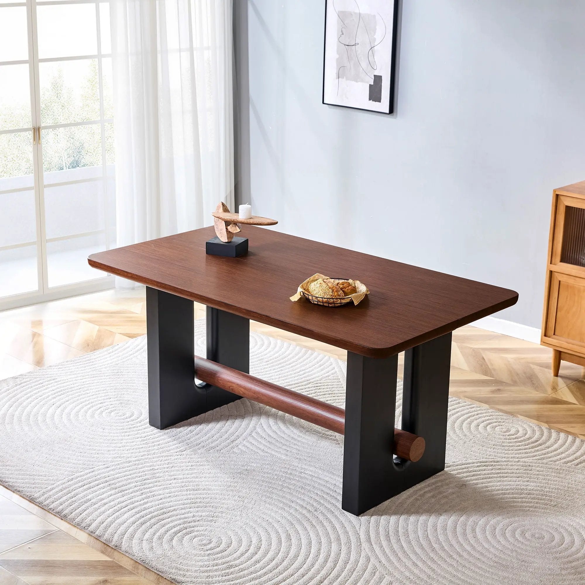 Compact Dining Table - Walnut / Black by Unique Piece Furniture