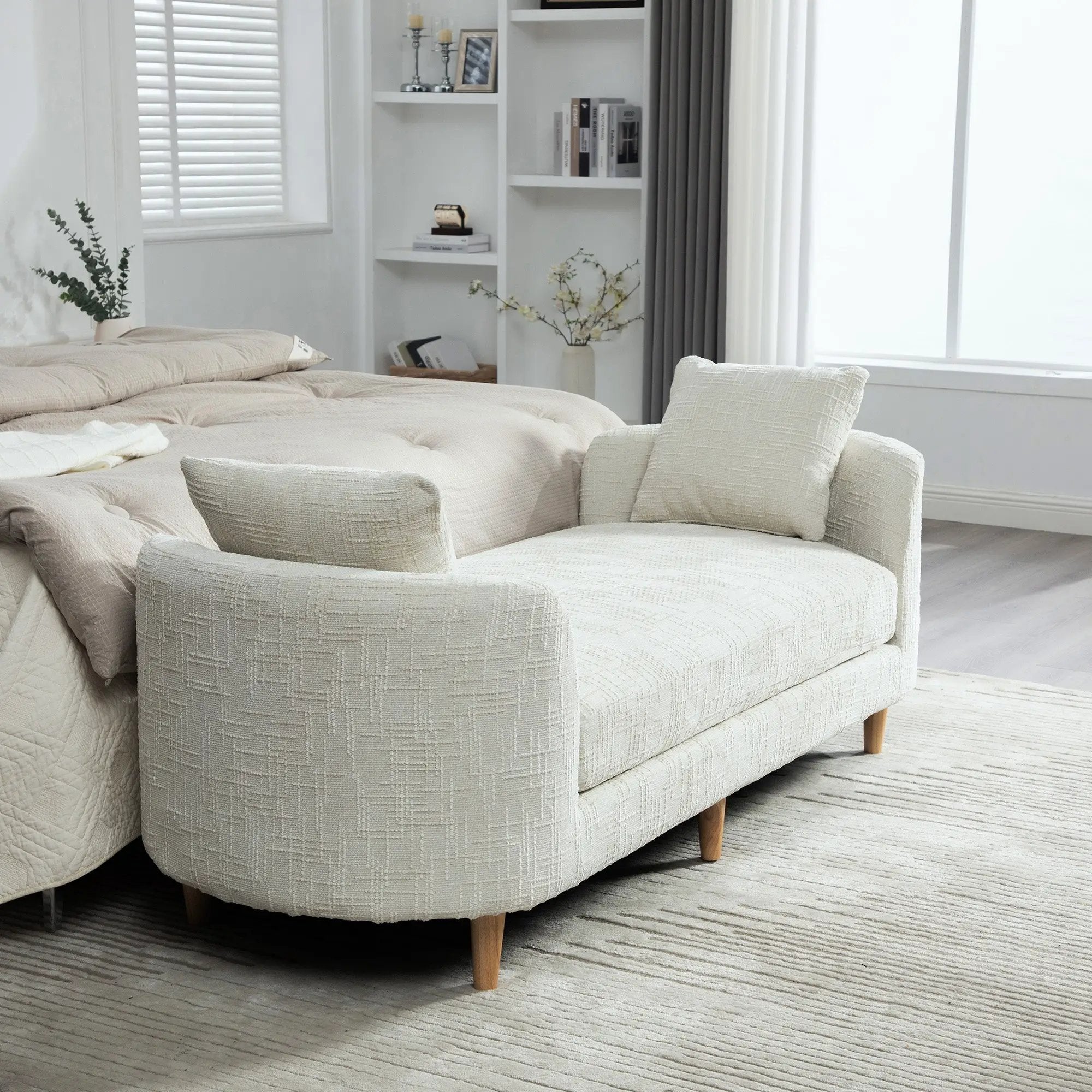77.17" Wide Modern Upholstered End of Bed Bench by HouseOfZazla