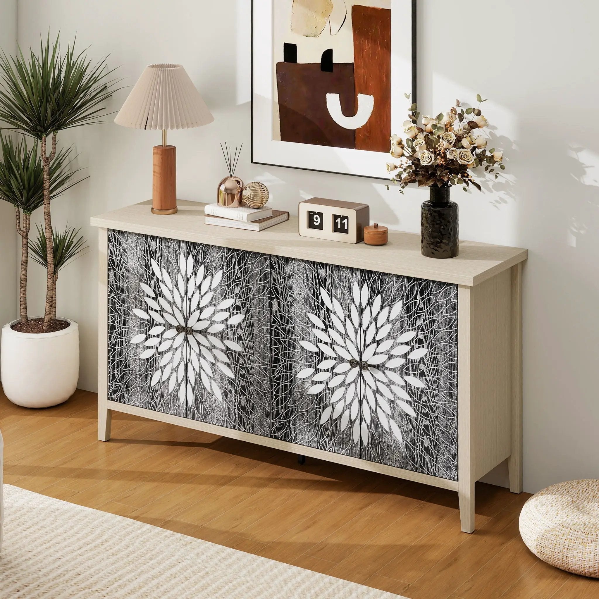 Modern Storage Cabinet With 4 Doors & Adjustable Shelves by HouseOfZazla
