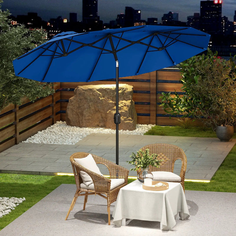 Outsunny 9.5' Double-Sided Patio Umbrella with 3 Air Vents, Tilt and Crank by HouseOfZazla