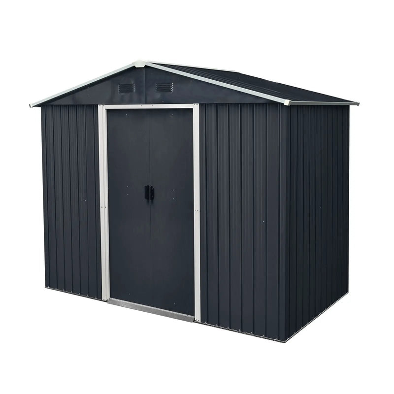 Outdoor Metal Storage Shed With Sliding Door And Foundation For Backyard, Patio, Lawn by HouseOfZazla