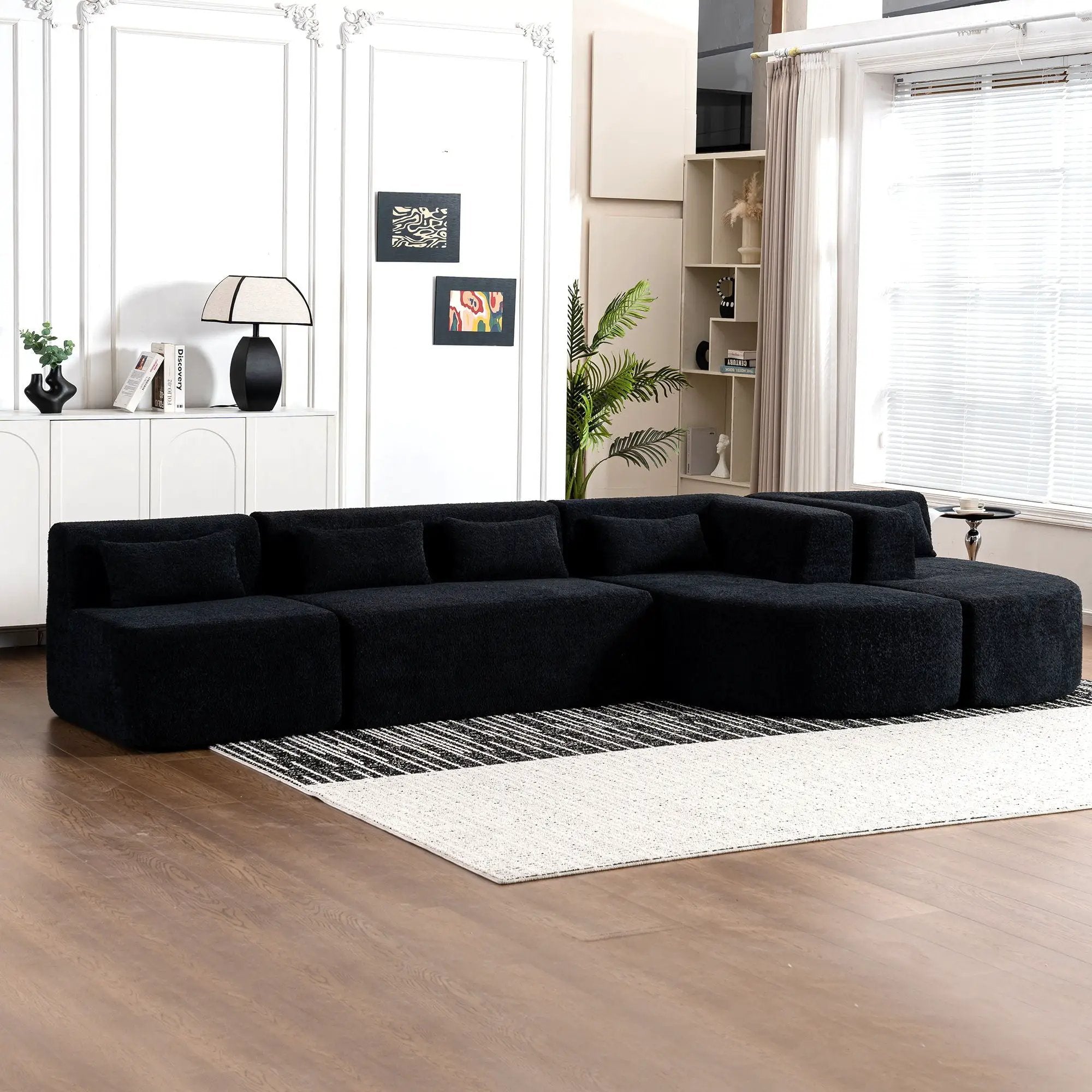 Upholstered Sofa Free Combined Sofa Couch With 2 Chaise Lounge And Five Back Pillows For Living Room by HouseOfZazla