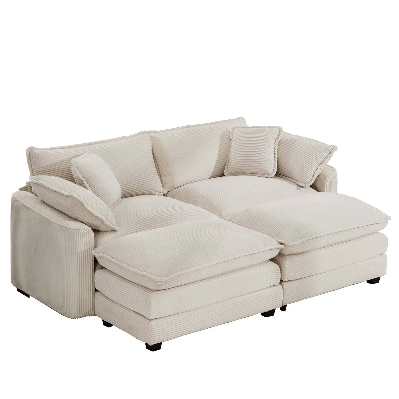Modern Oversized Modular Cushion Sofa With Ottoman, Low Back, Deep Seating Sofa Set by HouseOfZazla