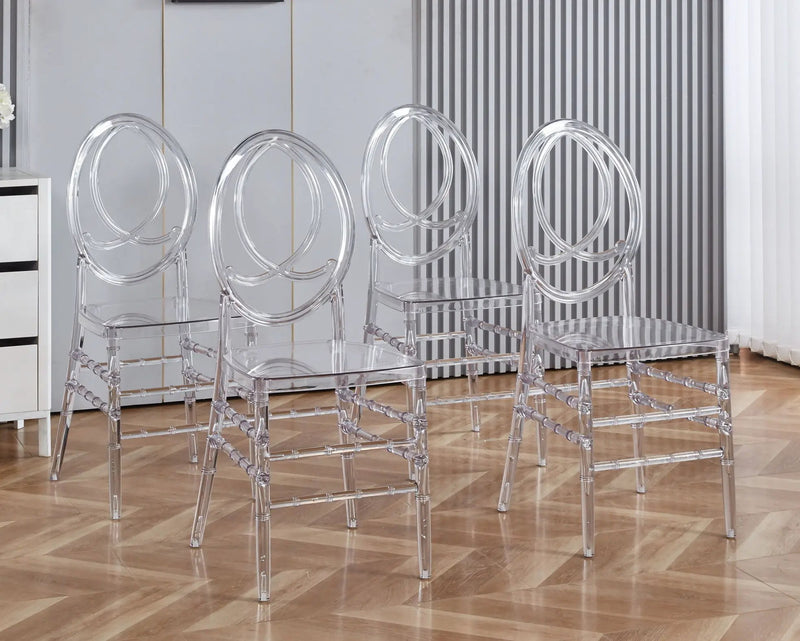 Dining Chair, Plastic Seat, Welding Chair (Set of 4) - Transparent by Unique Piece Furniture
