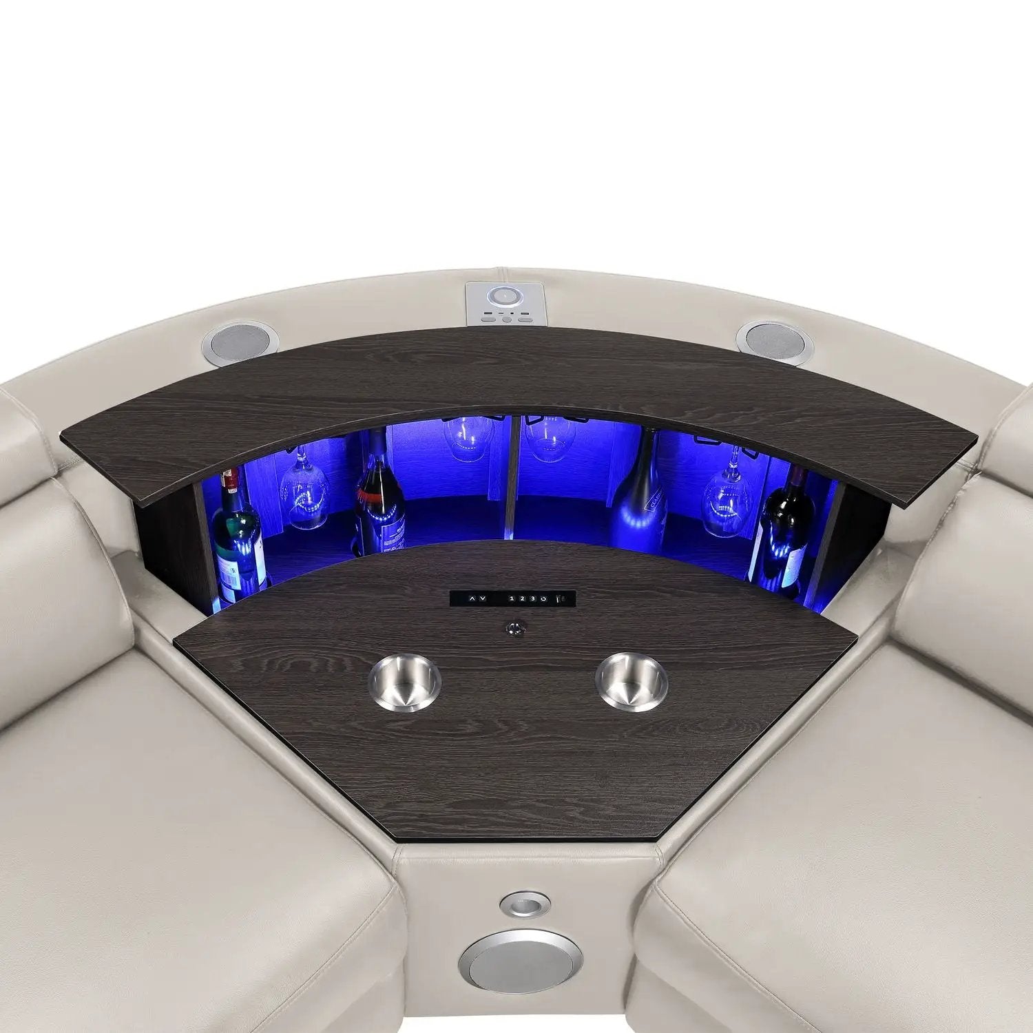 Nova - Sectional With Bluetooth Speaker, LED And Lifting Wine Cabinet by HouseOfZazla