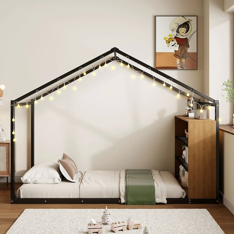 Bed House Frame With Shelves And Lights by Unique Piece Furniture