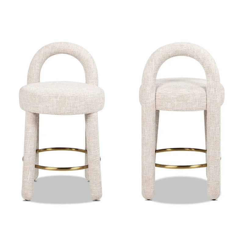 Penny 26.5" Round Arched Upholstered Counter Stool, Set of 2 by HouseOfZazla