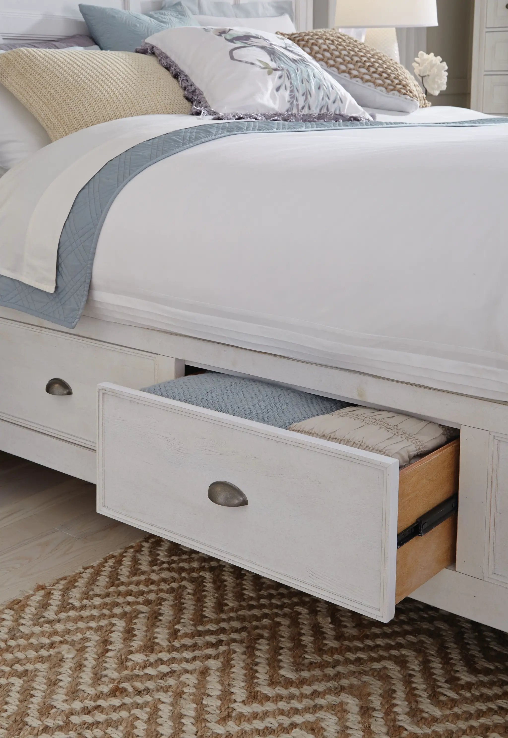 Heron Cove - Complete Panel Bed With Storage Rails by Unique Piece Furniture