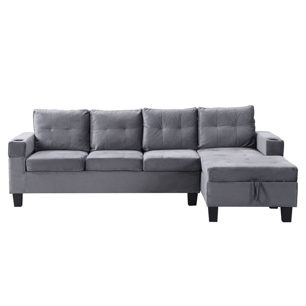 Modern Sectional Sofa Set With L Shape Chaise Lounge and Storage - Dark Gray, photo 8 of 30