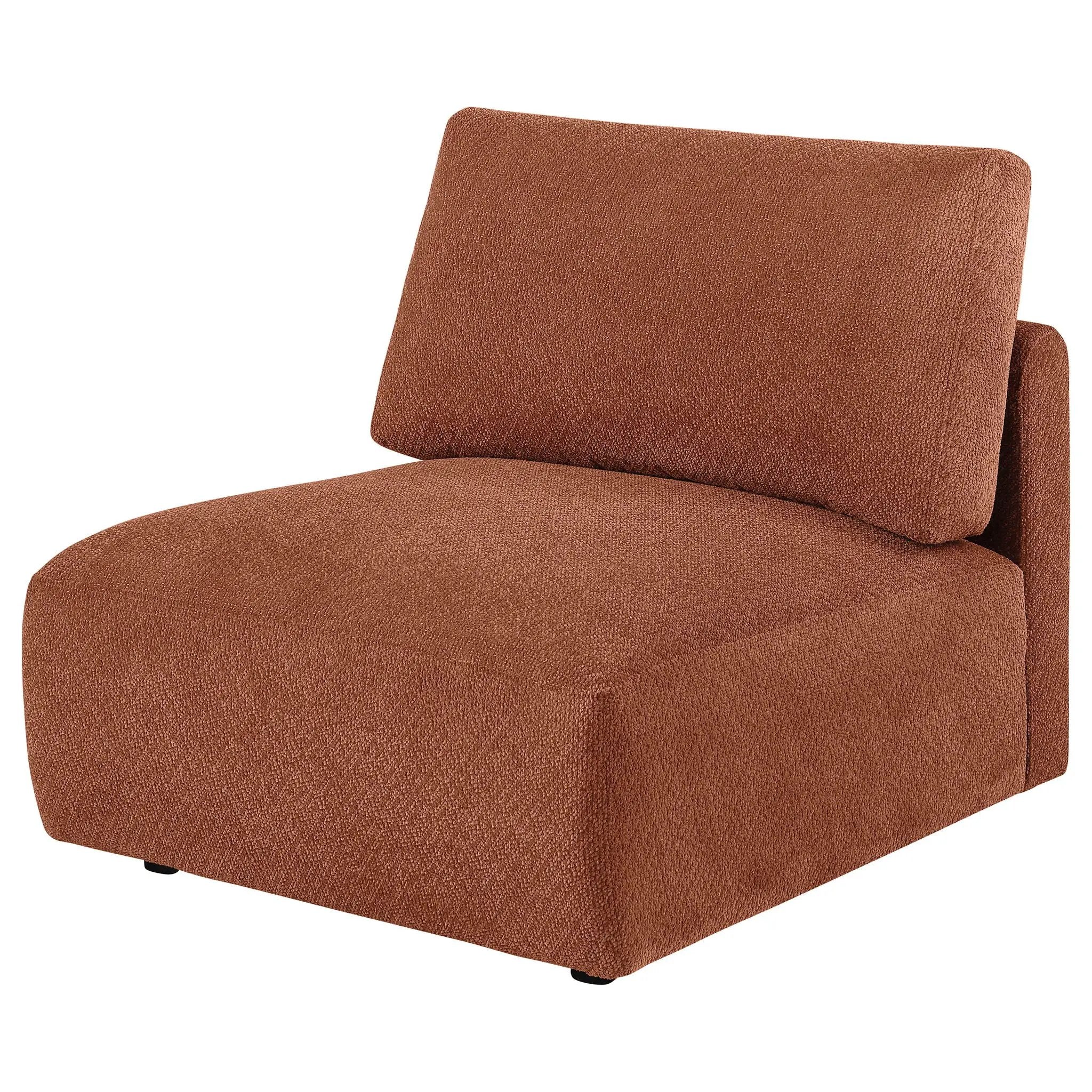 Elysia Chenille Upholstered Modular Armless Chair Coral by Unique Piece Furniture