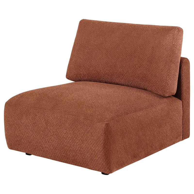 Elysia Chenille Upholstered Modular Armless Chair Coral by Unique Piece Furniture