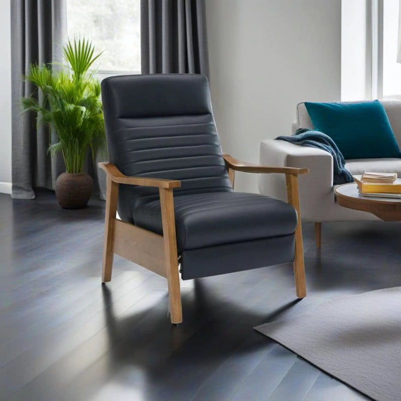 Asher - Modern Push Back Recliner With Wood Arms by HouseOfZazla