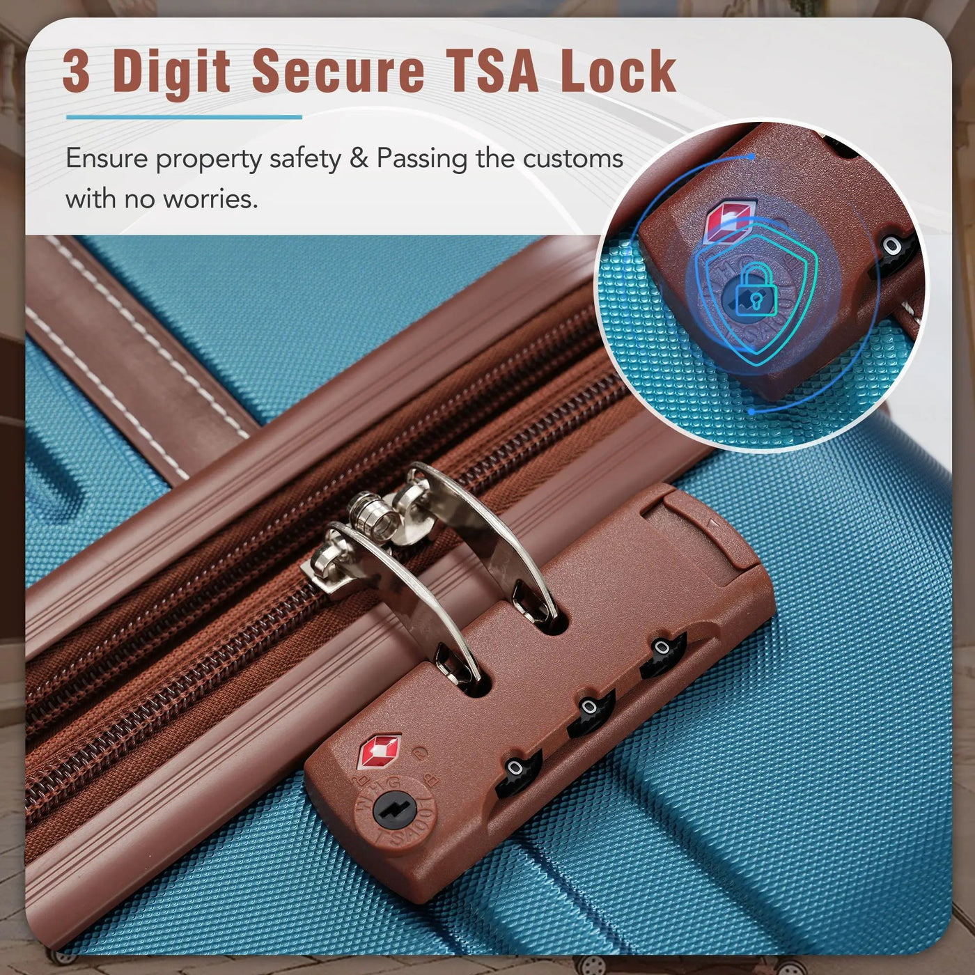 Hardshell Luggage Sets 3 Pieces 20" / 28" Luggages And Cosmetic Case Spinner Suitcase With Tsa Lock Lightweight by HouseOfZazla