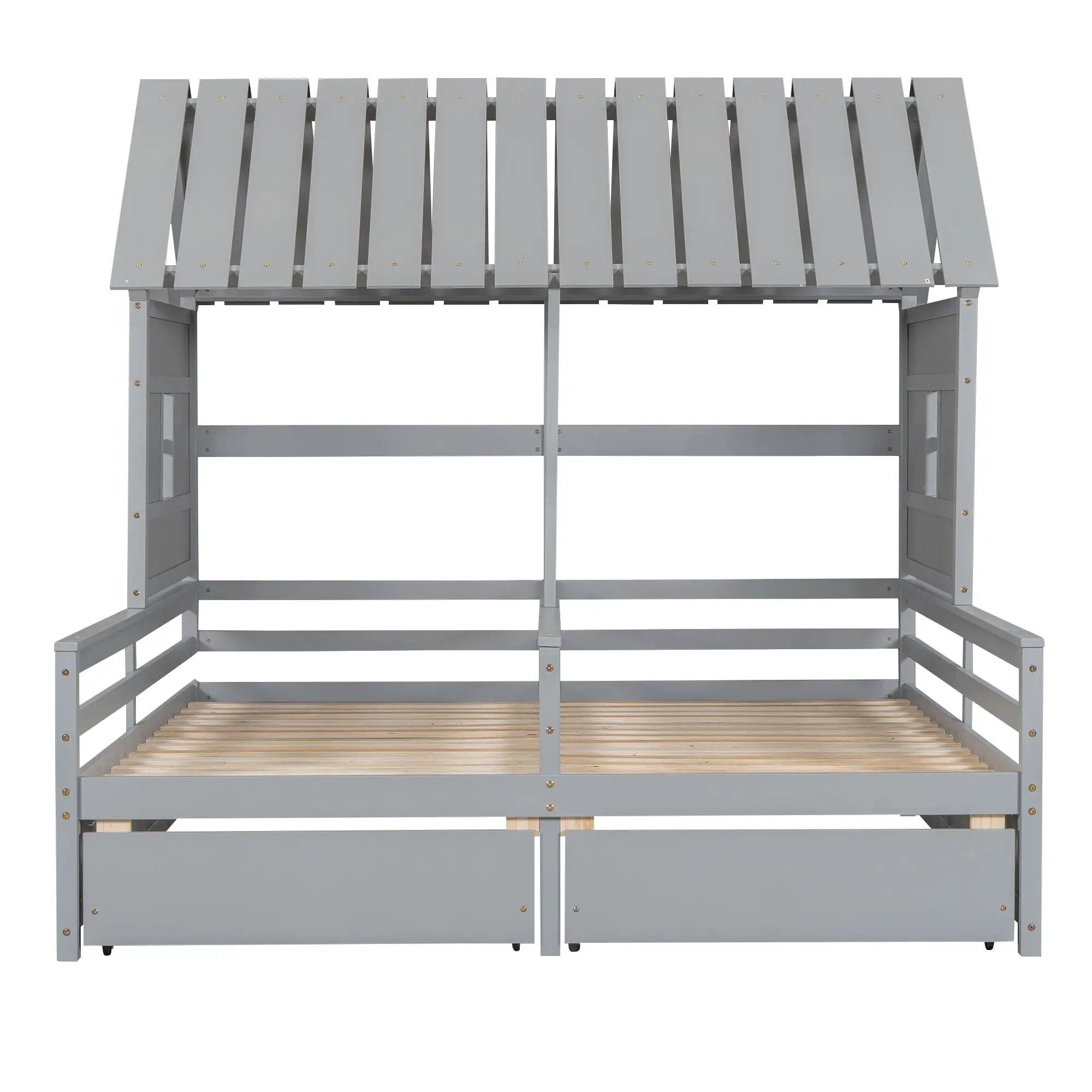 House Platform Beds With 2 Drawers, Side By Side Design by Unique Piece Furniture