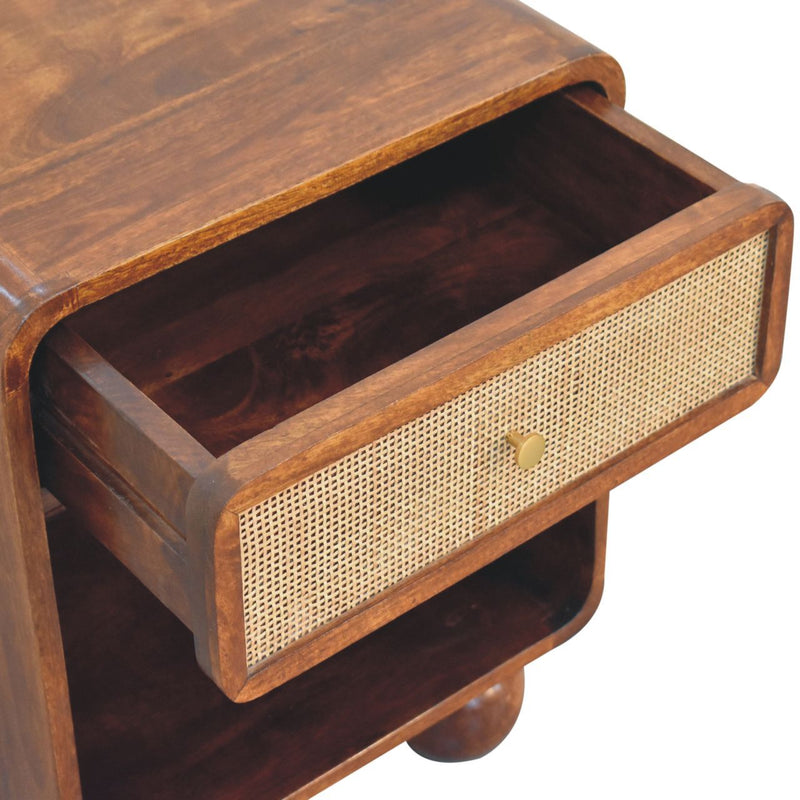 Open Woven Bedside Table, 1 Drawer - Chestnut by HouseOfZazla