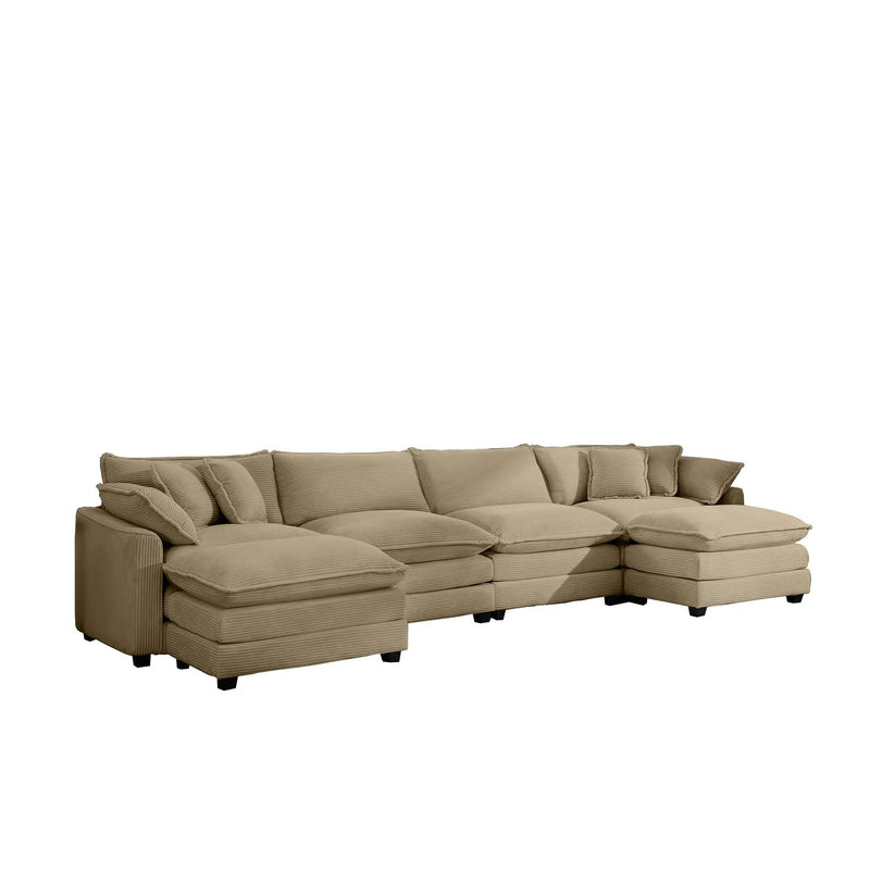 Modern Oversized Modular Cushion Sofa With Ottoman, Low Back, Deep Seating Sofa Set by Unique Piece Furniture