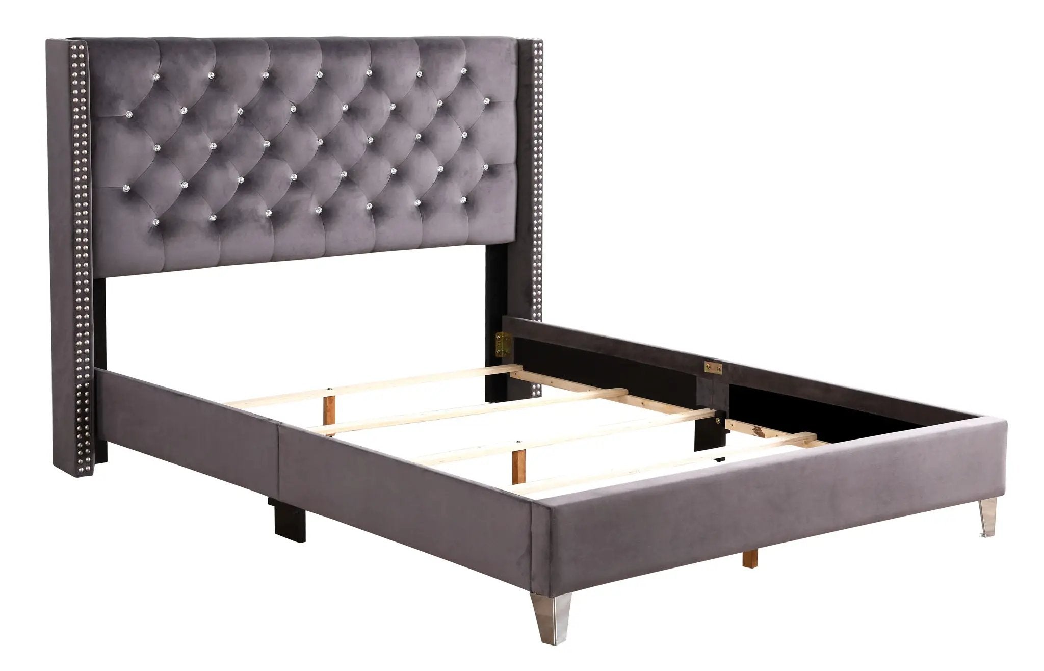 Upholstered Nailhead Trim Chic Bed by Unique Piece Furniture