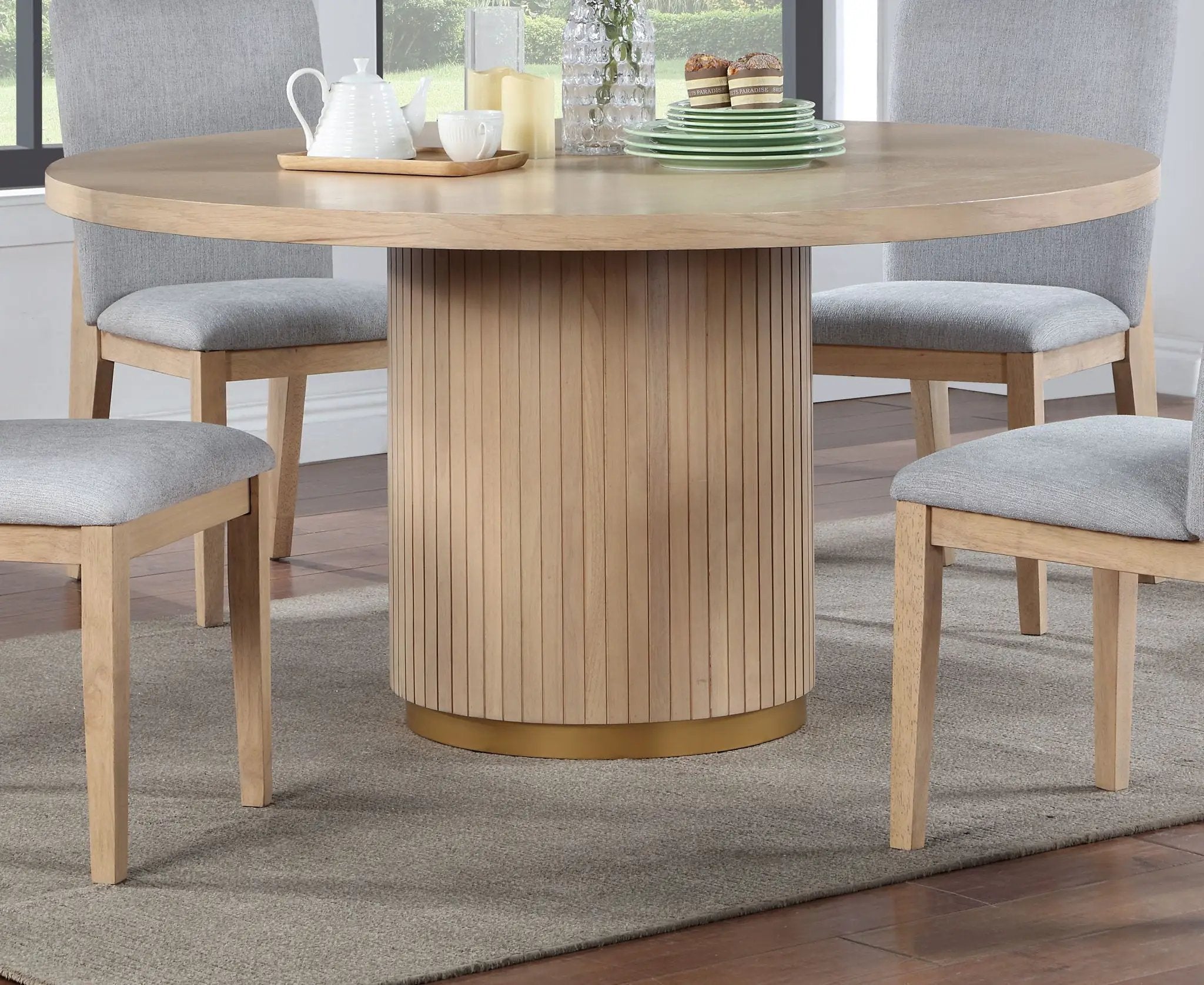 Caspian - Wide Dining Table - Oak Finish by HouseOfZazla