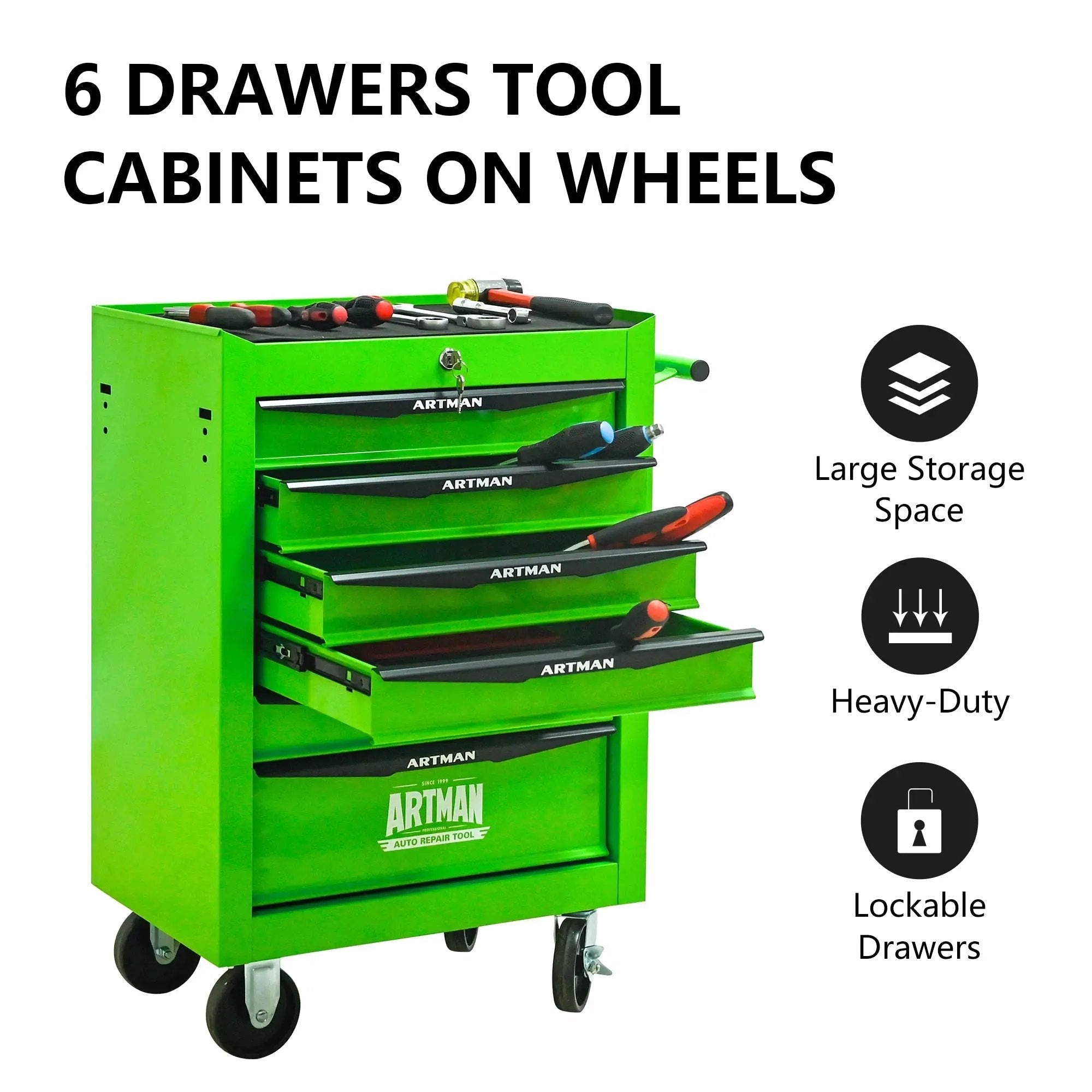 Rolling Metal Tool Chest with 6 Drawers, 20" by HouseOfZazla