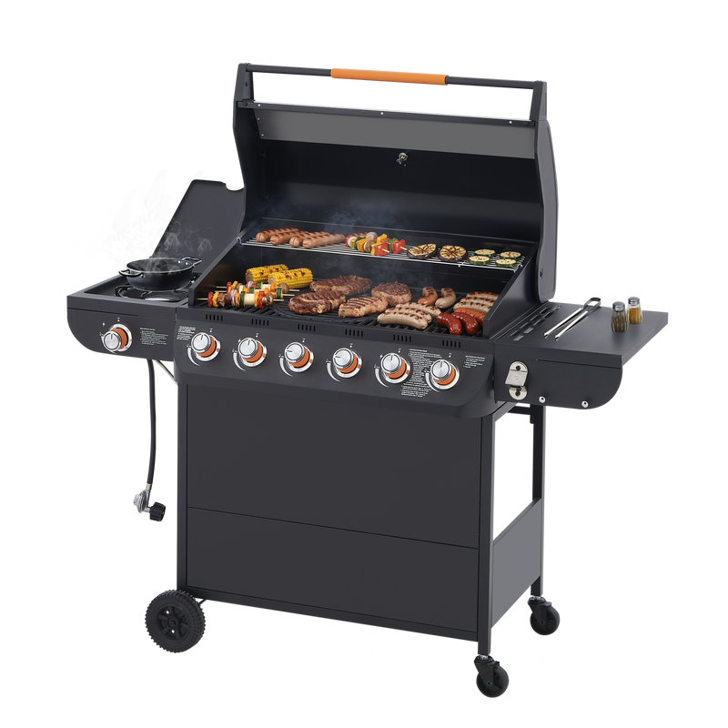 6 Burner BBQ Propane Gas Grill with Side Burner by HouseOfZazla