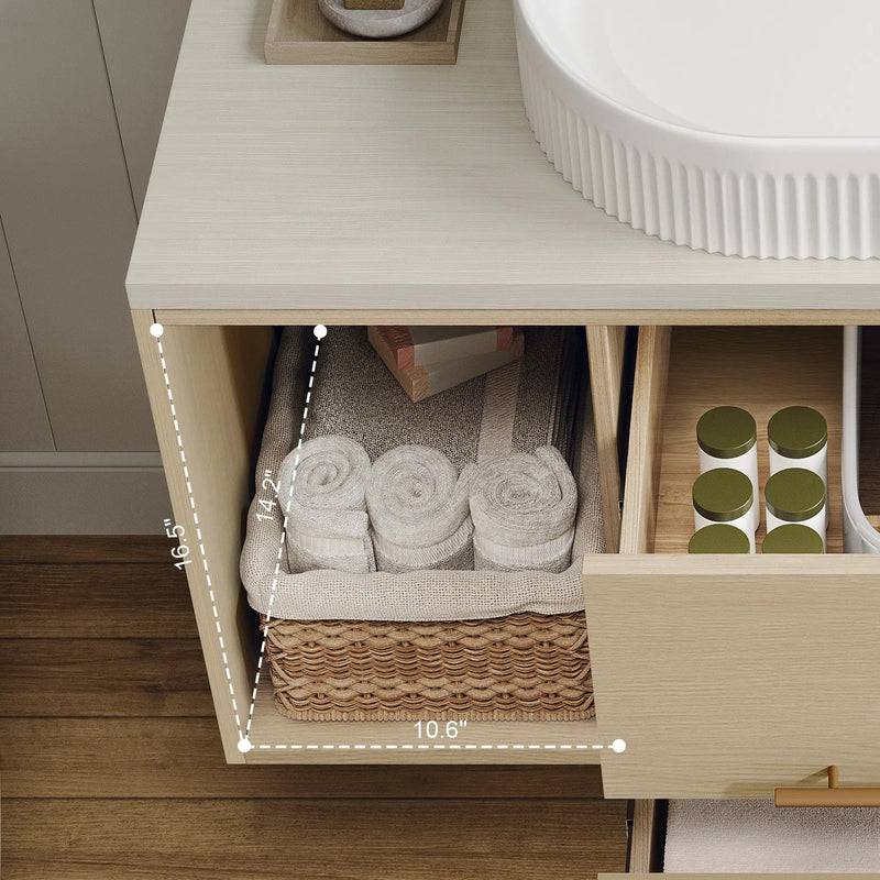 Modern 39.3 Wall-Mounted Bathroom Vanity with Ceramic Sink by HouseOfZazla