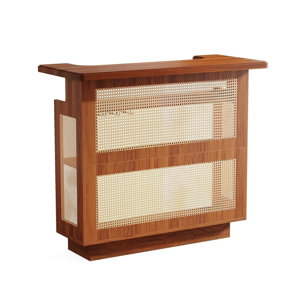 Farmhouse Rattan Bar Unit with Ample Storage - Caramel Brown, photo 5 of 10