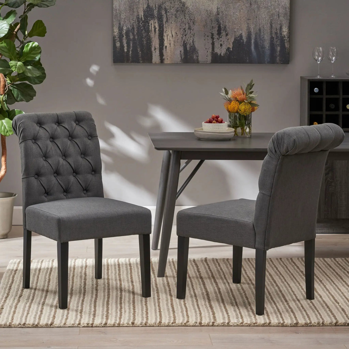 Broxton Tuft Dining Rolltop Chairs With Button Tufted Backrest (Set of 2) by HouseOfZazla