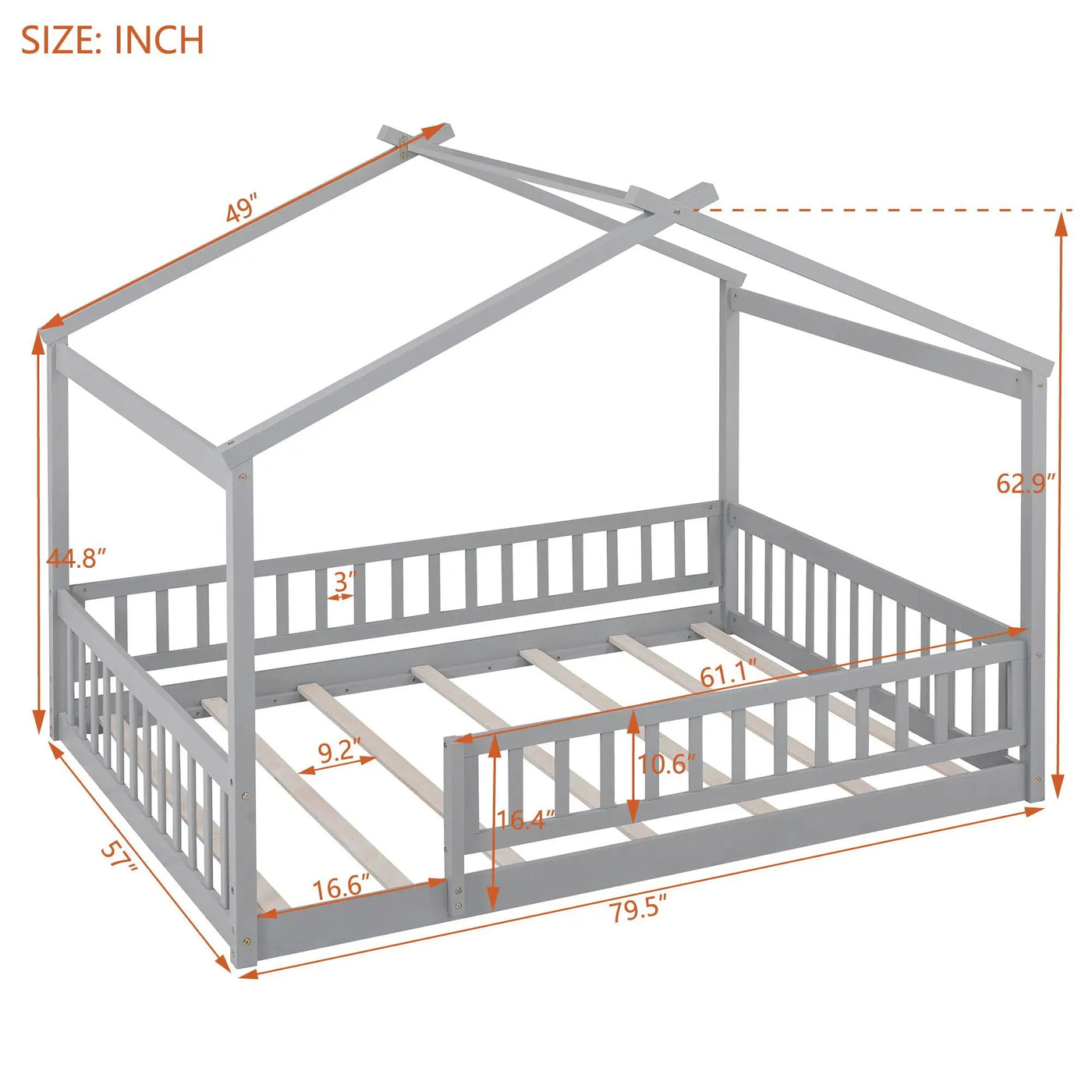 Bed House Bed Frame With Fence by Unique Piece Furniture