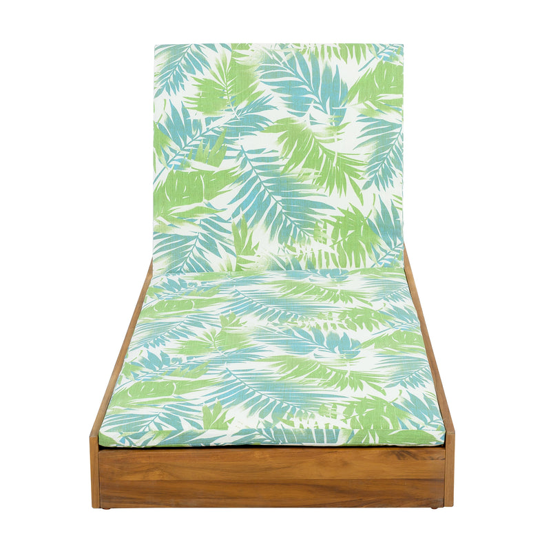 Lounge Chaise Set, Acacia Wood with Water-Resistant Lounge Cushions by HouseOfZazla