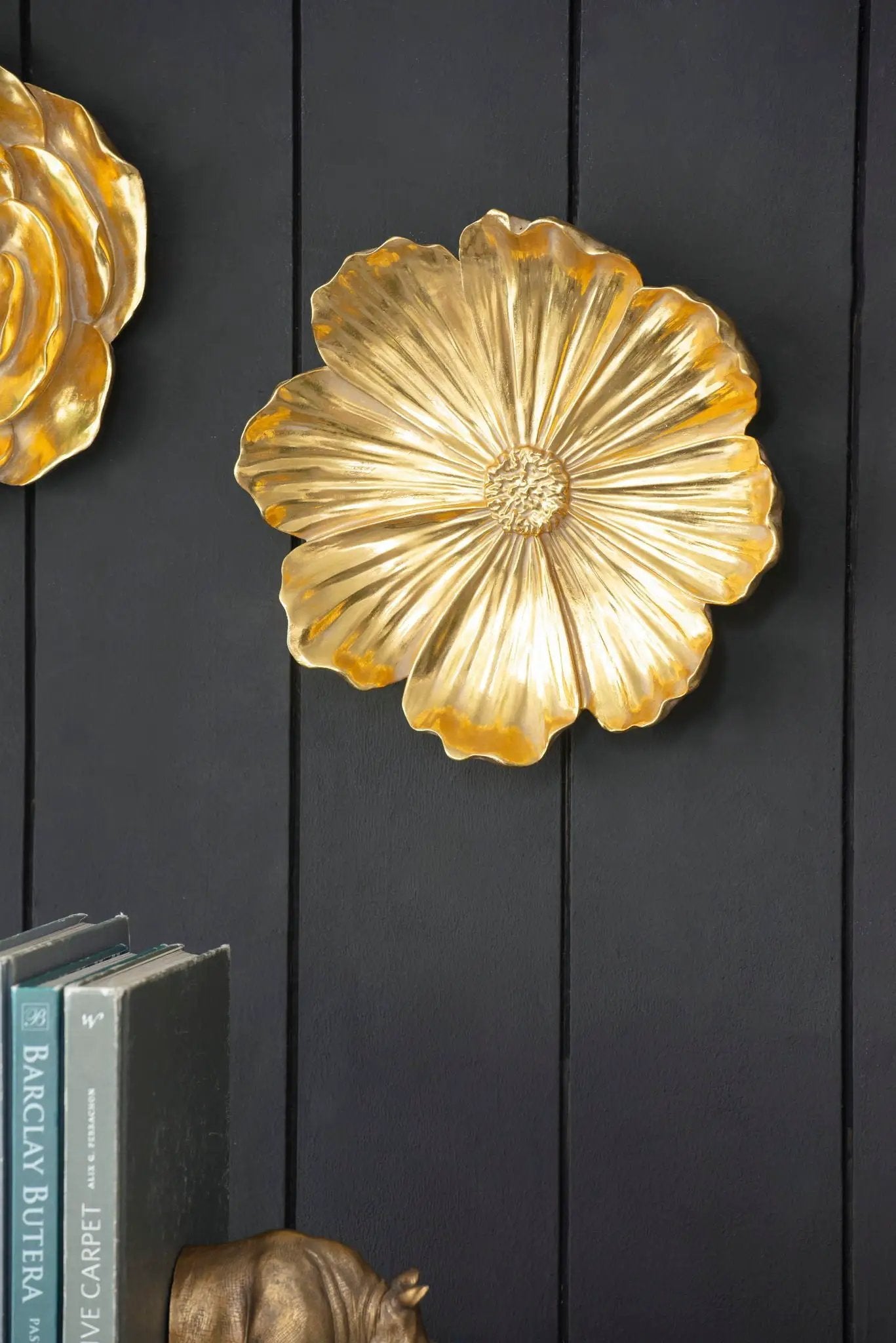 Rose Hanging Resin Wall Accents (Set of 2) - Gold by HouseOfZazla