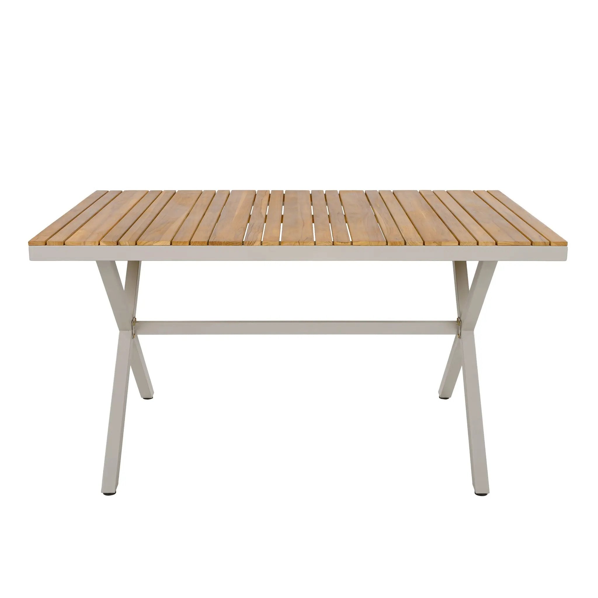 Outdoor 7-Piece Dining Set - Rectangular Teak Wood Table + 6 Wicker Chairs with Cushions by HouseOfZazla