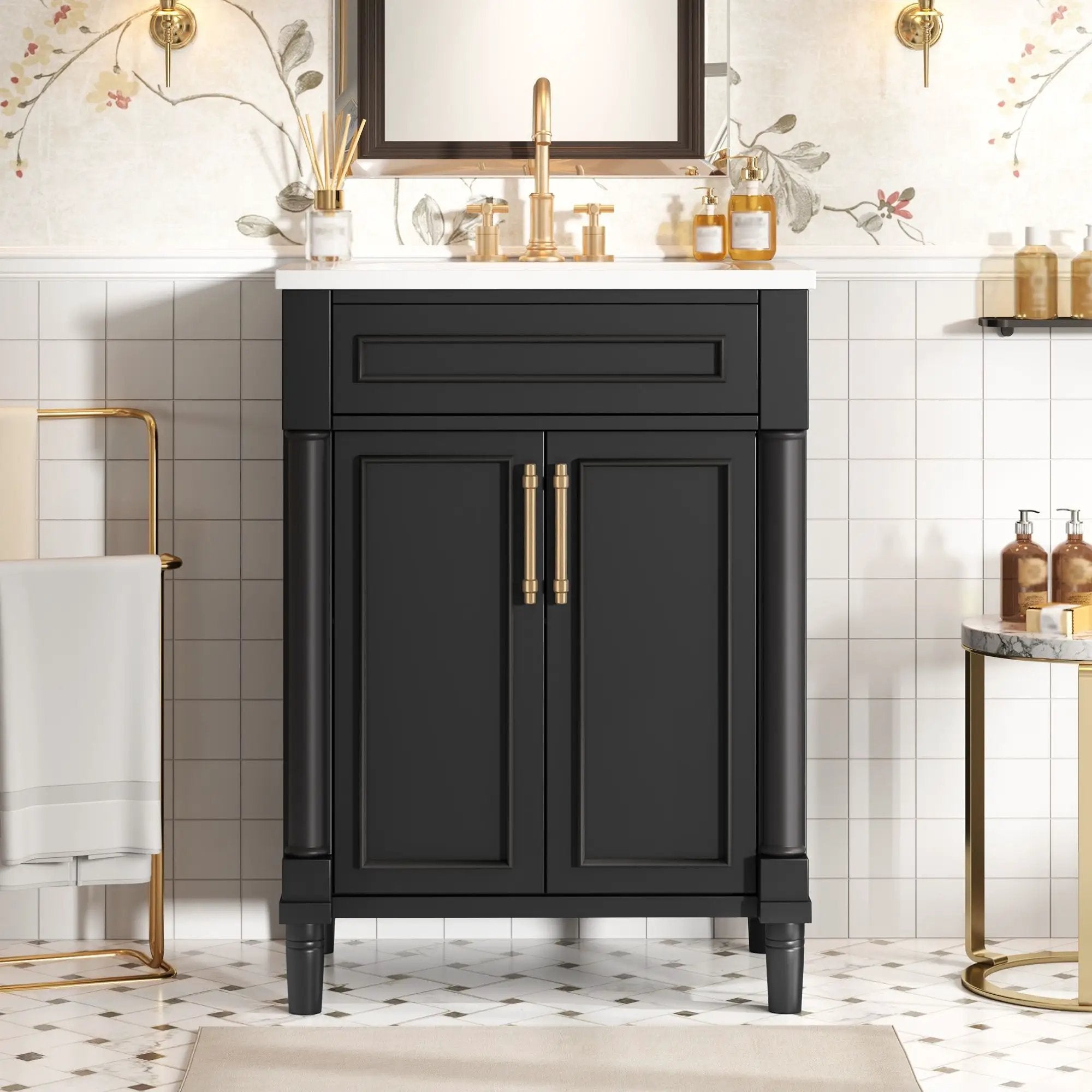 Bathroom Vanity With Integrated Sink, 2 Door Cabinet, Single Sink For Small To Medium Bathrooms by Unique Piece Furniture