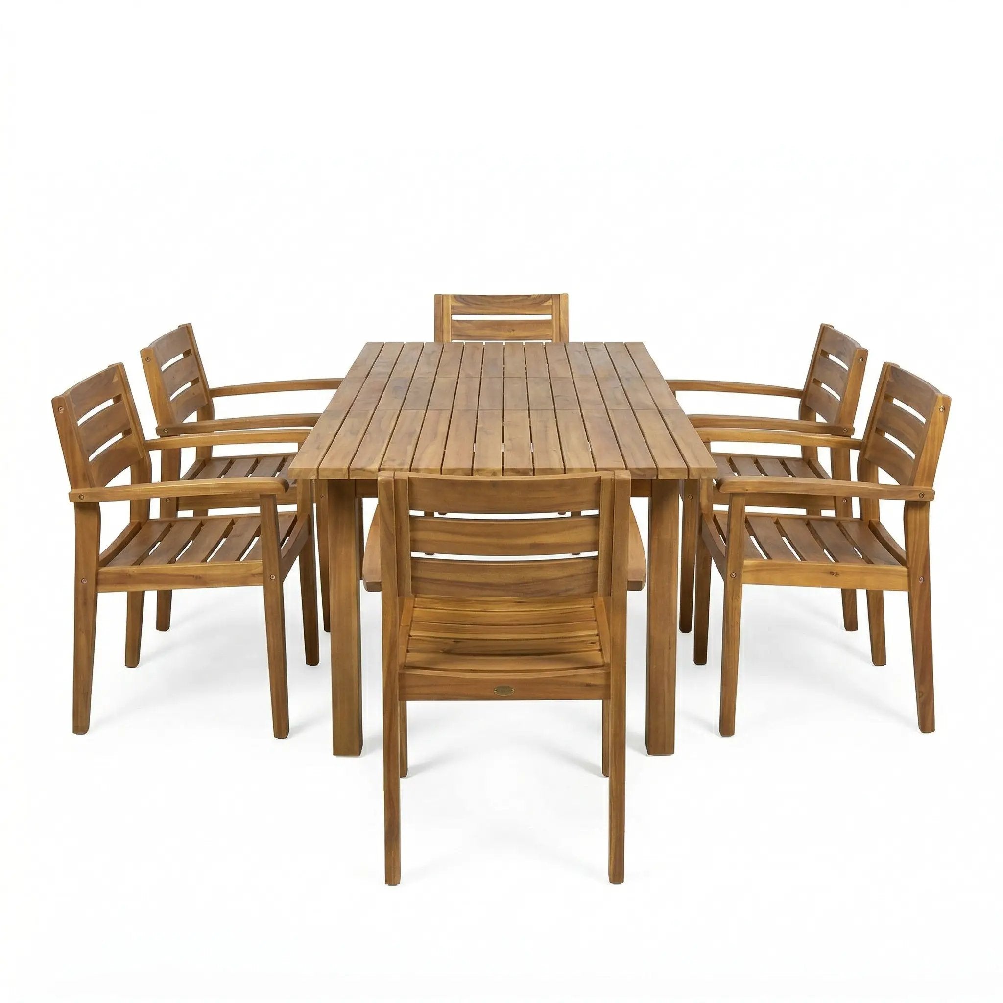 7 Pieces Acacia Wood Outdoor Dining Set by HouseOfZazla