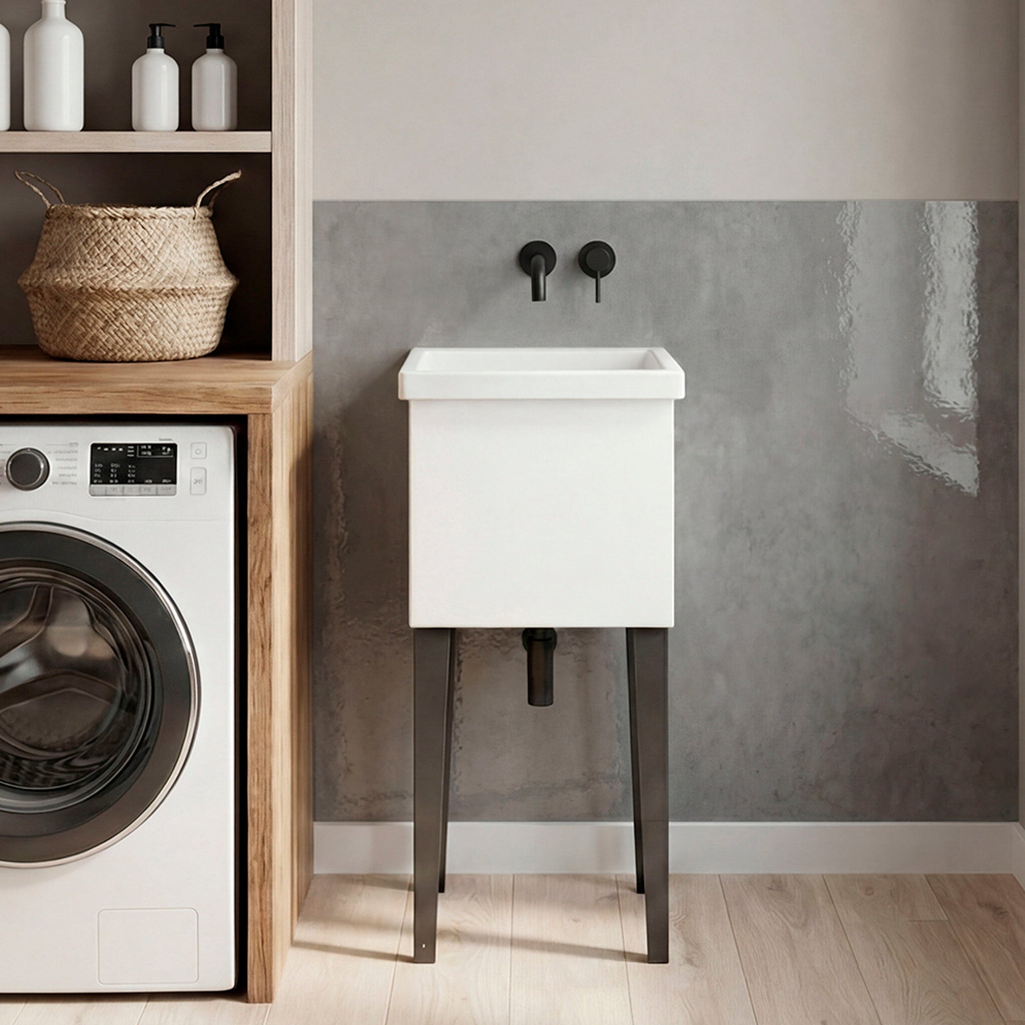 Bari Freestanding Plastic Laundry Utility Sink with Storage Cabinet by HouseOfZazla