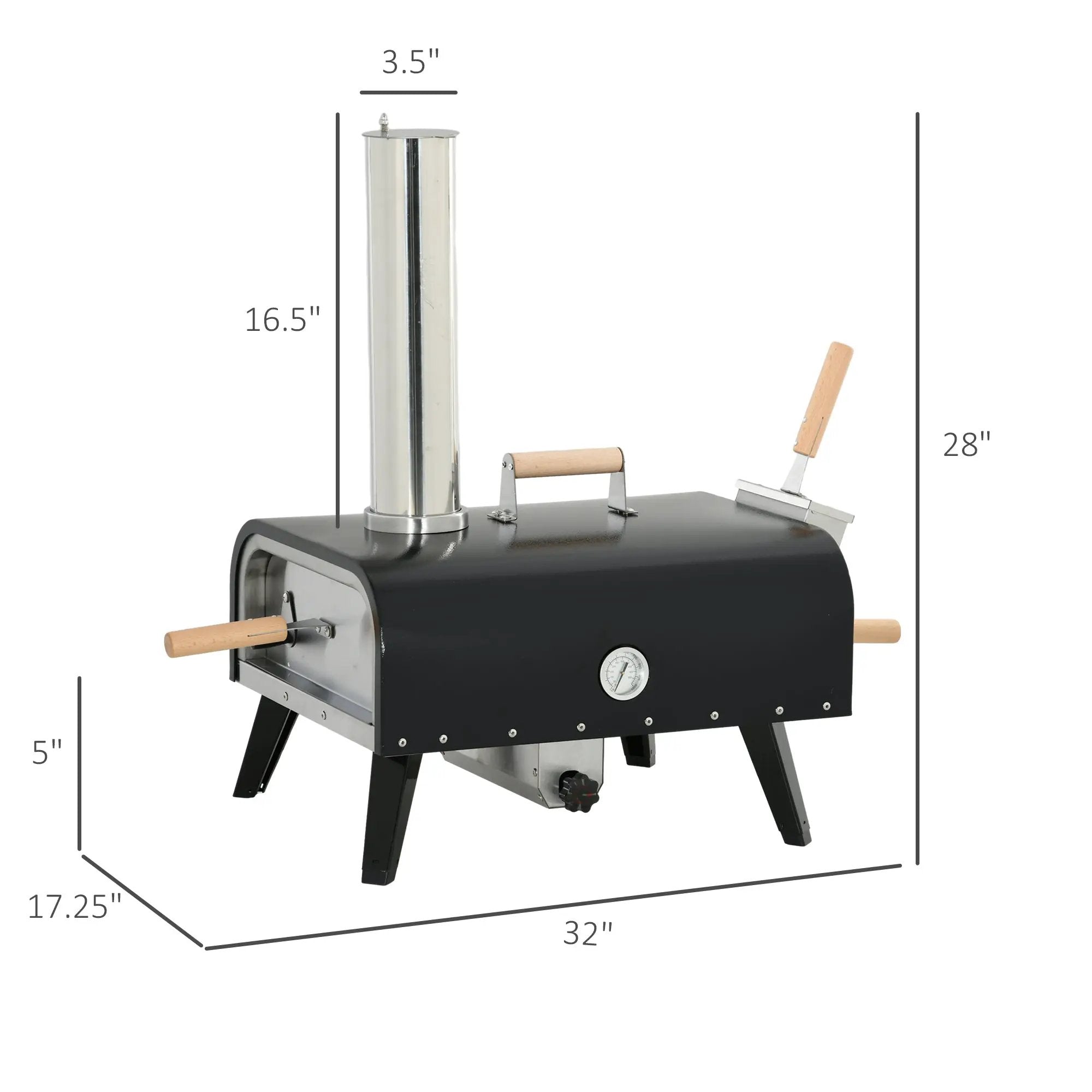 Outsunny Outdoor Pizza Oven with 12" Rotating Stone and Foldable Legs by HouseOfZazla