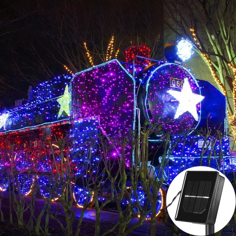 33Ft Solar Led string light 100LED Light-Green Wire by Outdoor Solar Outlet