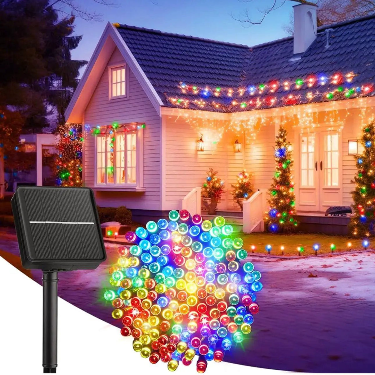 33Ft Solar Led string light 100LED Light-Green Wire by Outdoor Solar Outlet