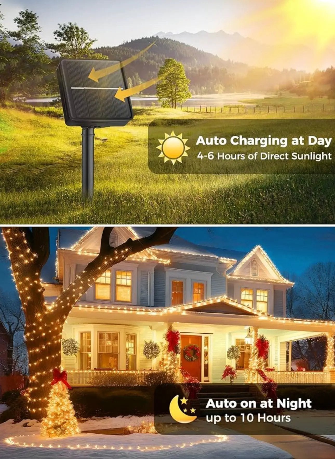 33Ft Solar Led string light 100LED Light-Green Wire by Outdoor Solar Outlet