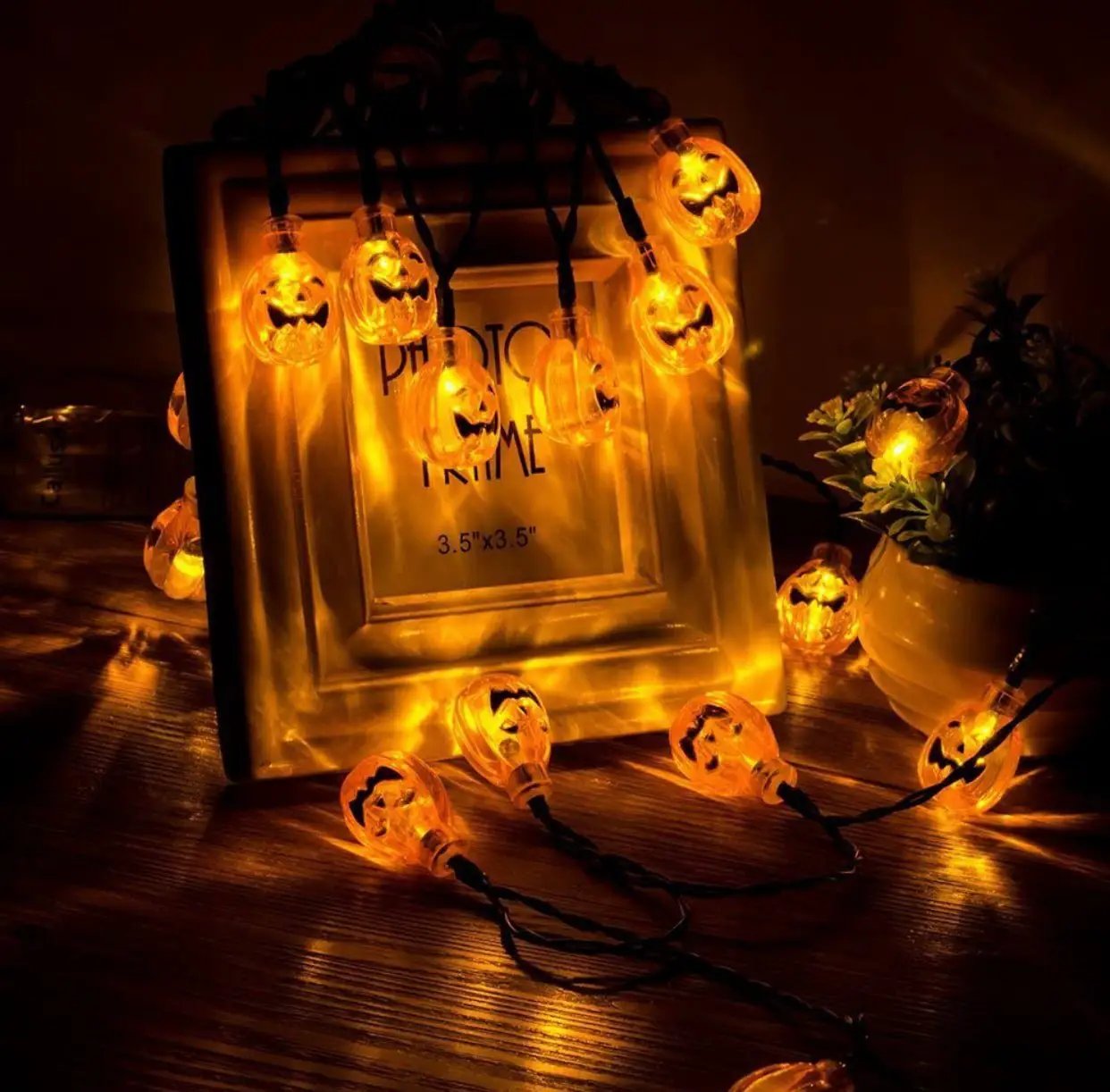 33Ft Solar Powered Pumpkin Halloween String Lights 50 LED with 8 Lighting Modes by Outdoor Solar Outlet