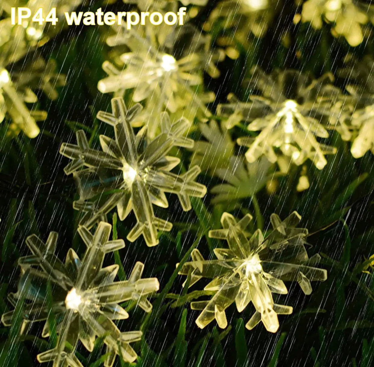 33Ft Solar Snowflake Twinkle Star String Lights, 100 LED Outdoor 8 Lighting Modes & Waterproof by Outdoor Solar Outlet