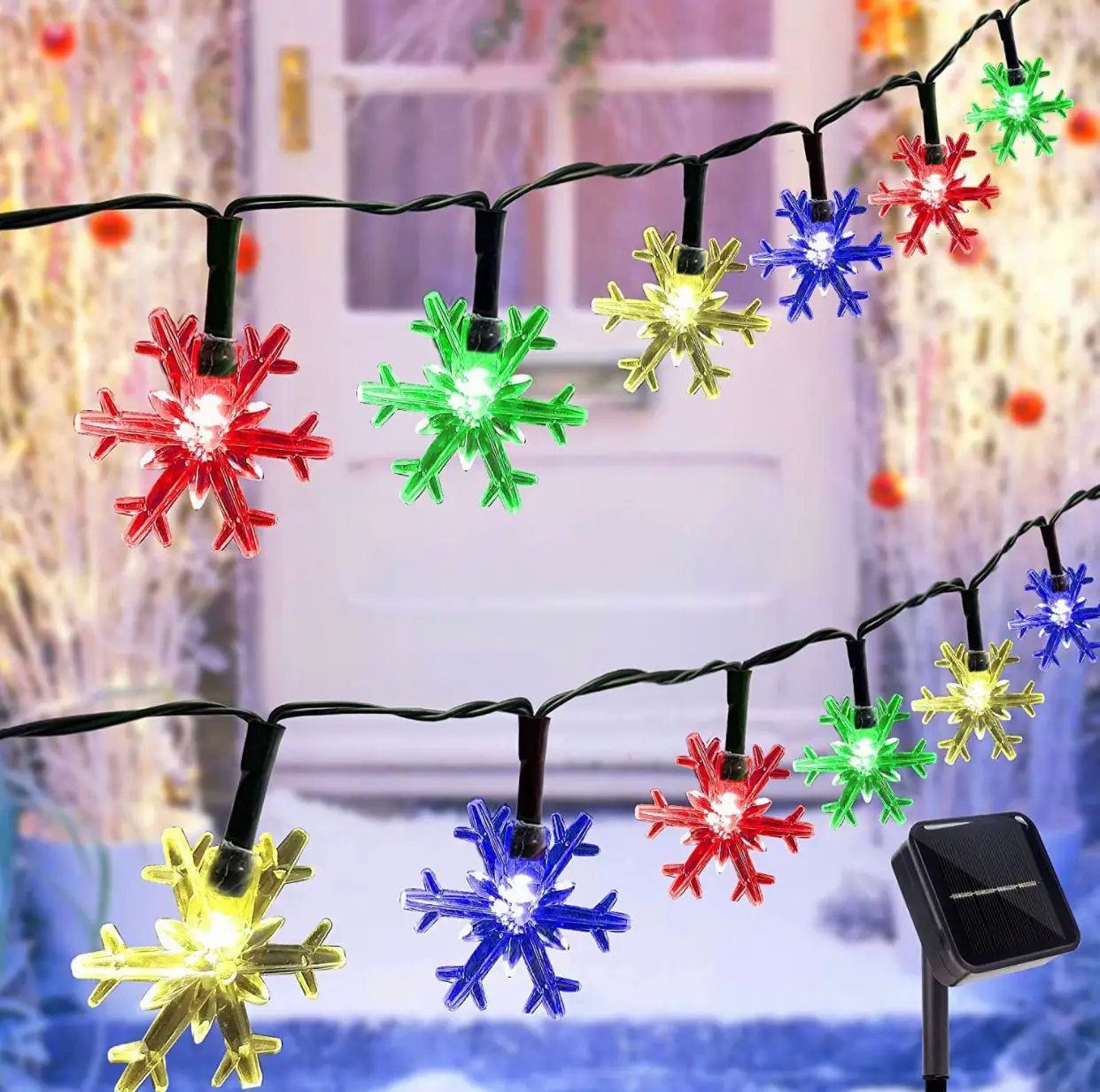 33Ft Solar Snowflake Twinkle Star String Lights, 100 LED Outdoor 8 Lighting Modes & Waterproof by Outdoor Solar Outlet