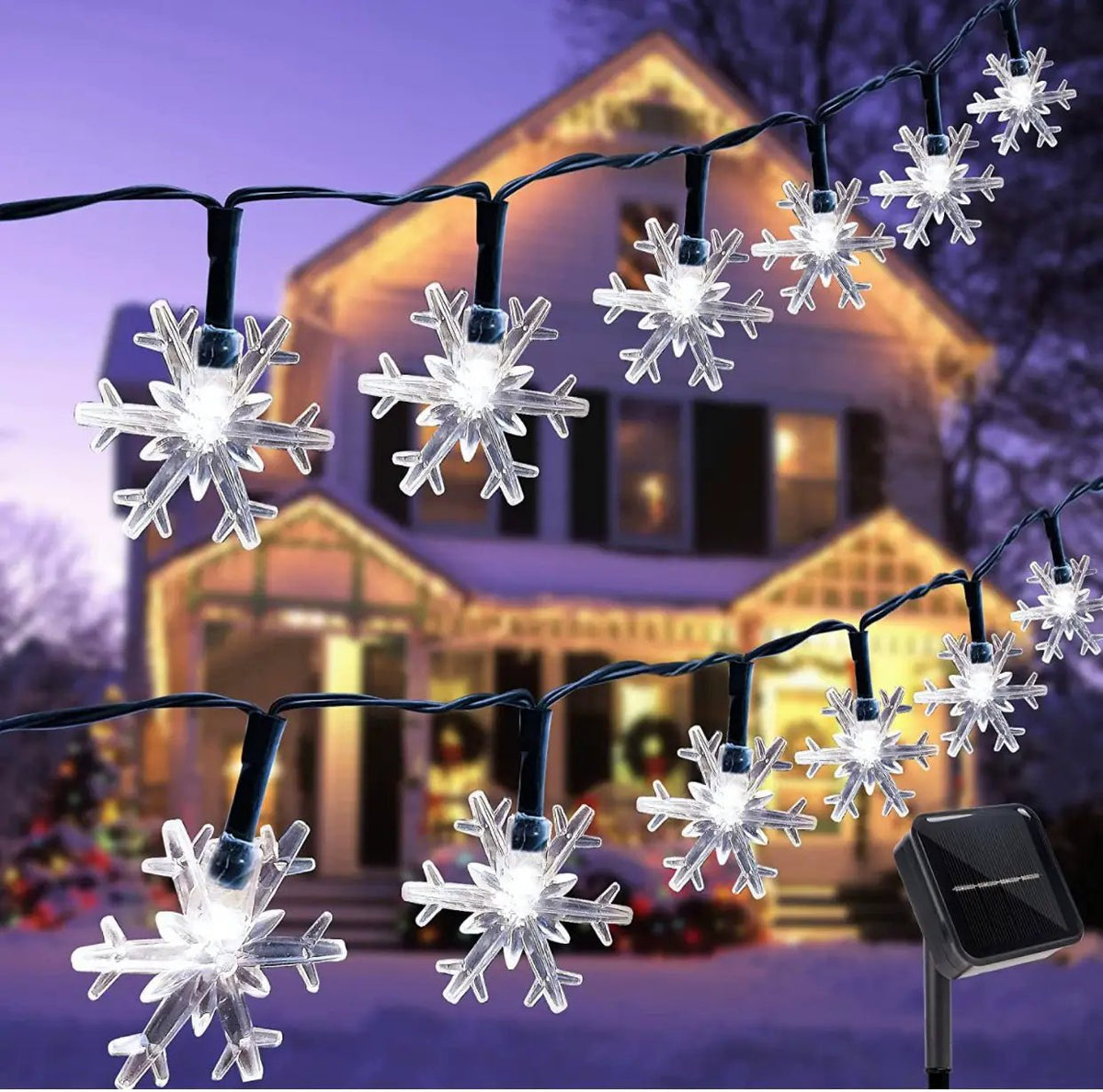 33Ft Solar Snowflake Twinkle Star String Lights, 100 LED Outdoor 8 Lighting Modes & Waterproof by Outdoor Solar Outlet
